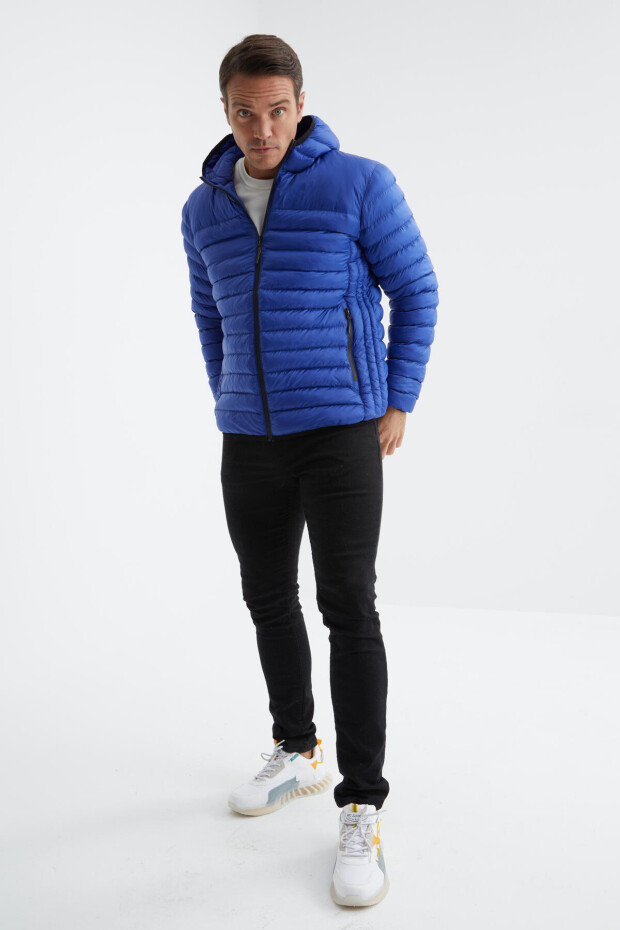 Saks Fermuarlı Standart Kalıp Soğuğa Dayanıklı Erkek Şişme Mont - 88167 - 7