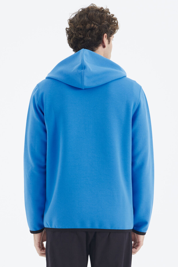 Saks Kapüşonlu Yarım Fermuarlı Cep Detaylı Rahat Kalıp Erkek Sweatshirt - 88281