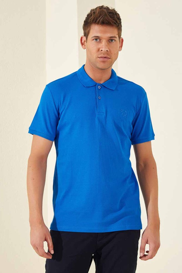 Saks Klasik Black Yazı Nakışlı Standart Kalıp Polo Yaka Erkek T-Shirt - 87760