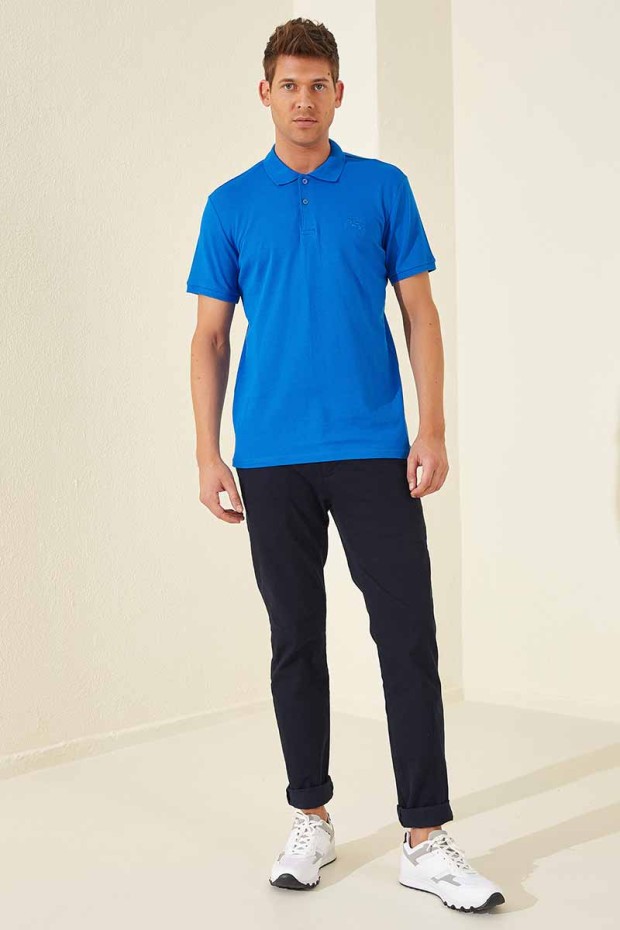 Saks Klasik Black Yazı Nakışlı Standart Kalıp Polo Yaka Erkek T-Shirt - 87760