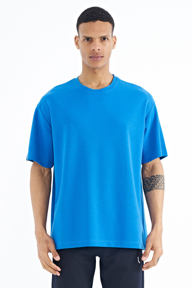 Saks Kol Arma Detaylı Basic Oversize Erkek T-Shirt - 88193 - 1
