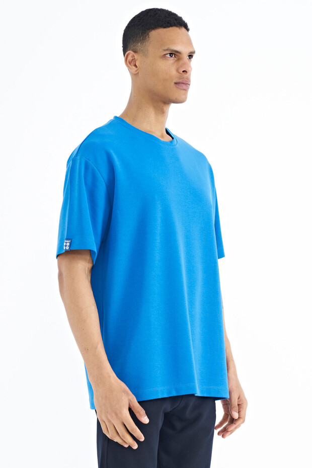 Saks Kol Arma Detaylı Basic Oversize Erkek T-Shirt - 88193 - 4