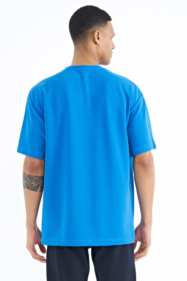 Saks Kol Arma Detaylı Basic Oversize Erkek T-Shirt - 88193