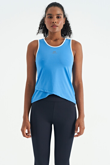 Saks Logo Baskılı Biye Şeritli Standart Kalıp Kadın Spor Atlet - 97255 - TOMMYLIFE (1)