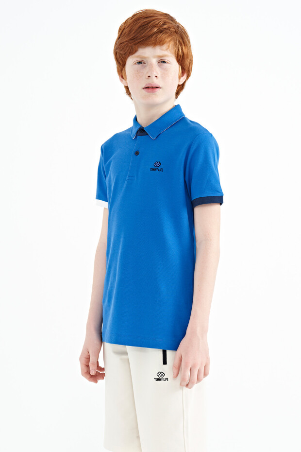 Saks Logo Nakışlı Standart Kalıp Polo Yaka Erkek Çocuk T-Shirt - 11083