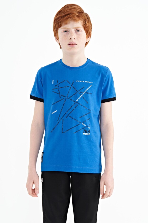Saks Minimal Yazı Baskılı Standart Kalıp O Yaka Erkek Çocuk T-Shirt - 11132