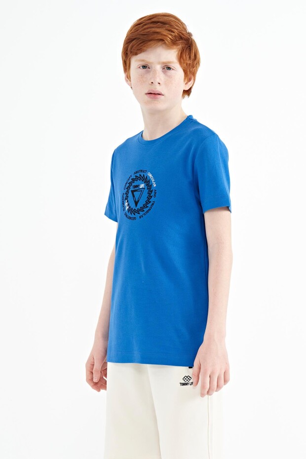 Saks Nakış İşleme Detaylı O Yaka Standart Kalıp Erkek Çocuk T-Shirt - 11115 - 7