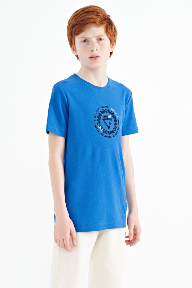 Saks Nakış İşleme Detaylı O Yaka Standart Kalıp Erkek Çocuk T-Shirt - 11115 - 5