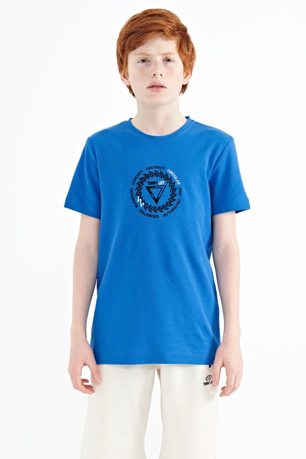 Saks Nakış İşleme Detaylı O Yaka Standart Kalıp Erkek Çocuk T-Shirt - 11115 - 2