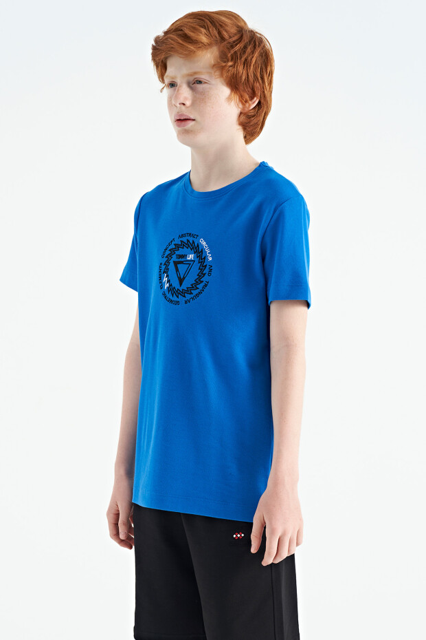 Saks Nakış İşleme Detaylı O Yaka Standart Kalıp Erkek Çocuk T-Shirt - 11115 - 4