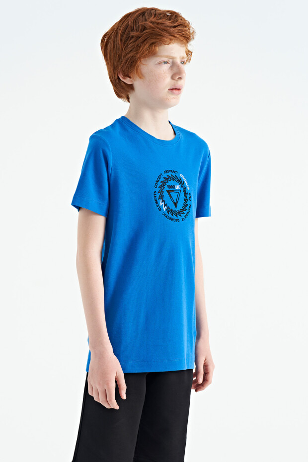 Saks Nakış İşleme Detaylı O Yaka Standart Kalıp Erkek Çocuk T-Shirt - 11115 - 6