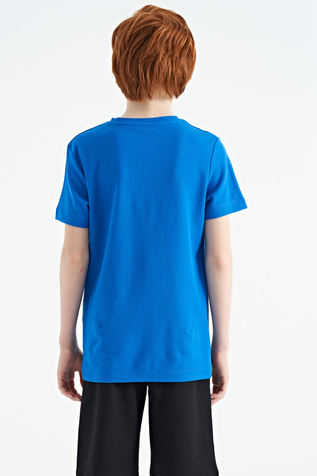 Saks Nakış İşleme Detaylı O Yaka Standart Kalıp Erkek Çocuk T-Shirt - 11115 - 8