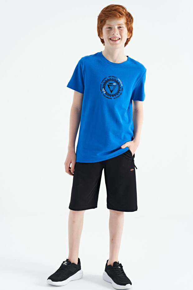 Saks Nakış İşleme Detaylı O Yaka Standart Kalıp Erkek Çocuk T-Shirt - 11115 - 10
