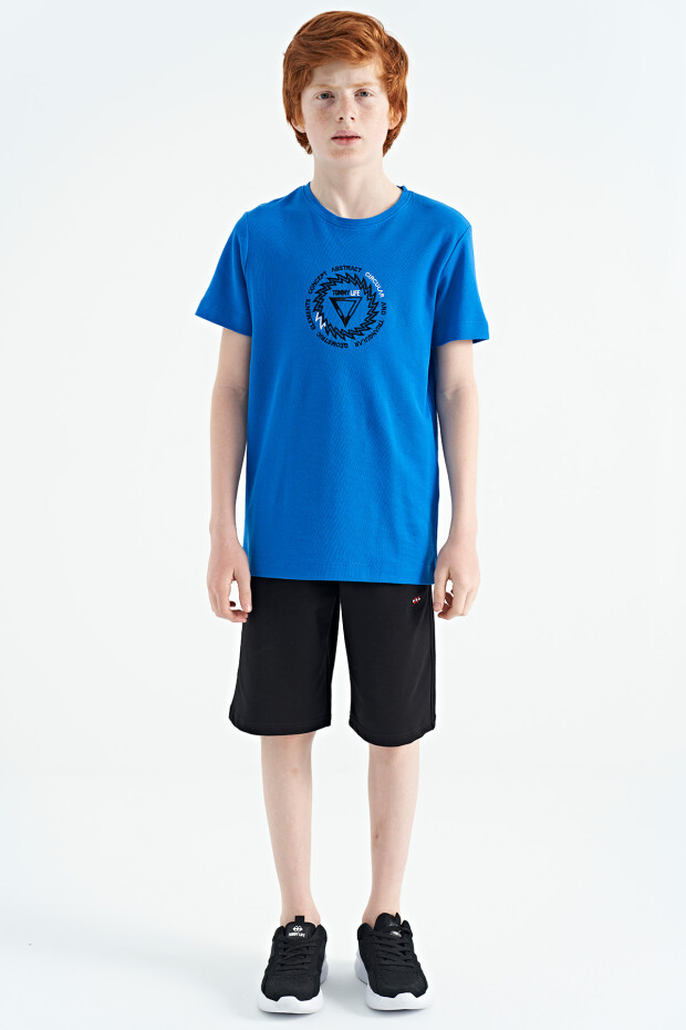 Saks Nakış İşleme Detaylı O Yaka Standart Kalıp Erkek Çocuk T-Shirt - 11115 - 13
