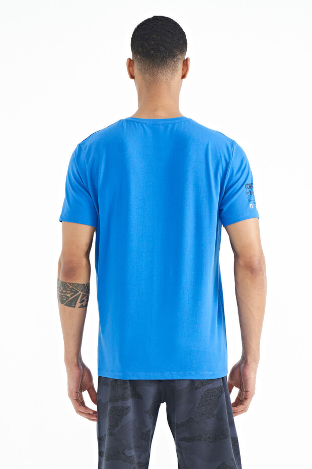 Saks Ön Ve Kol Baskı Detaylı Standart Form O Yaka Erkek T-shirt - 88213