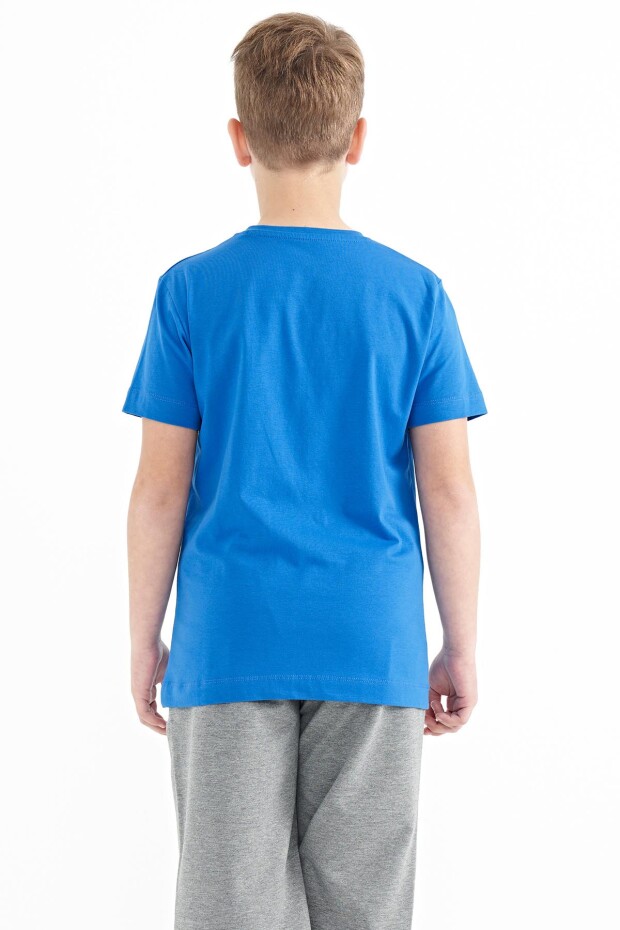 Saks Yazı Baskılı O Yaka Standart Kalıp Erkek Çocuk T-Shirt - 11100