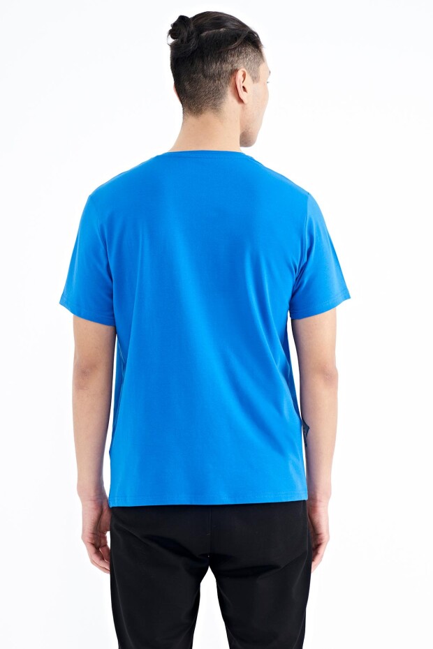 Saks Yazı Desen Baskılı Standart Kalıp O Yaka Erkek T-Shirt - 88172