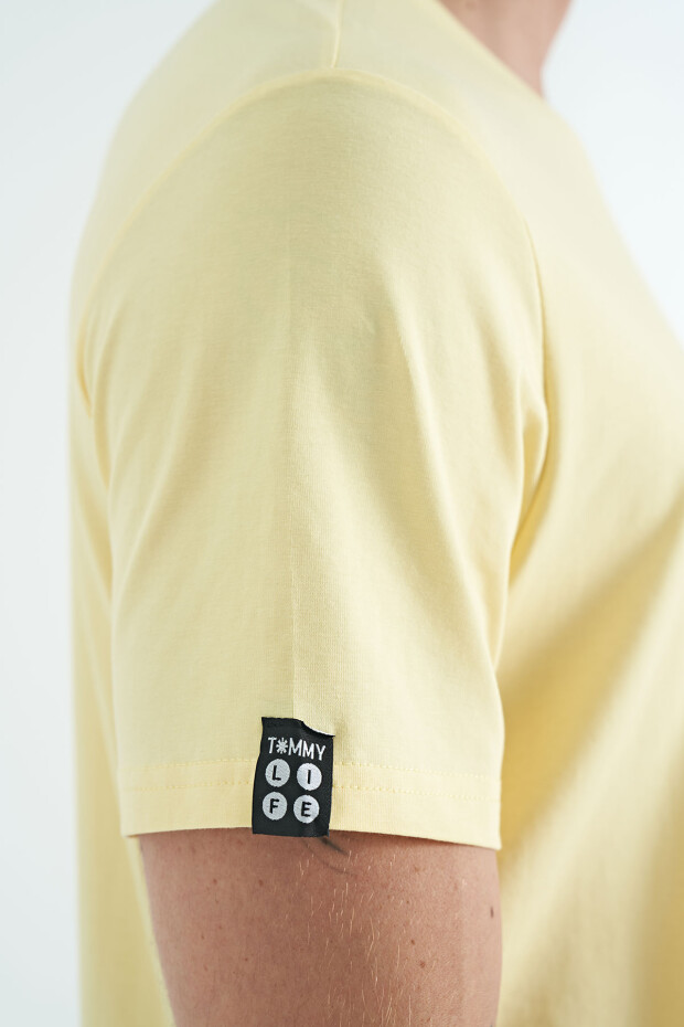 Sarı Erkek Basic Kısa Kol Standart Kalıp O Yaka T-shirt - 87911