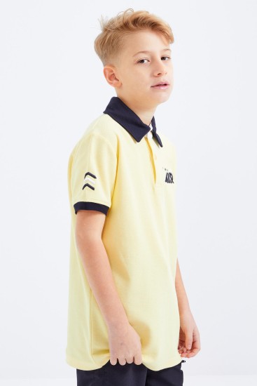 Sarı Air Yazılı Standart Kalıp Polo Yaka Erkek Çocuk T-Shirt - 10894 