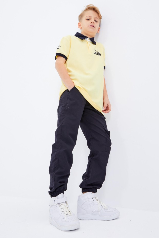 Sarı Air Yazılı Standart Kalıp Polo Yaka Erkek Çocuk T-Shirt - 10894