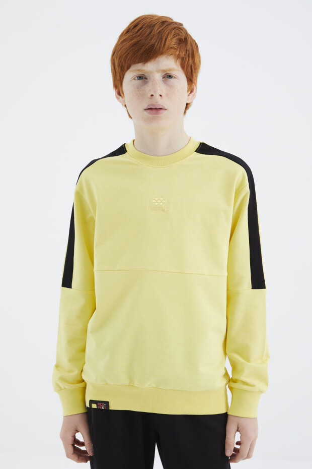 Sarı Basic O Yaka Erkek Çocuk Sweatshirt - 11182