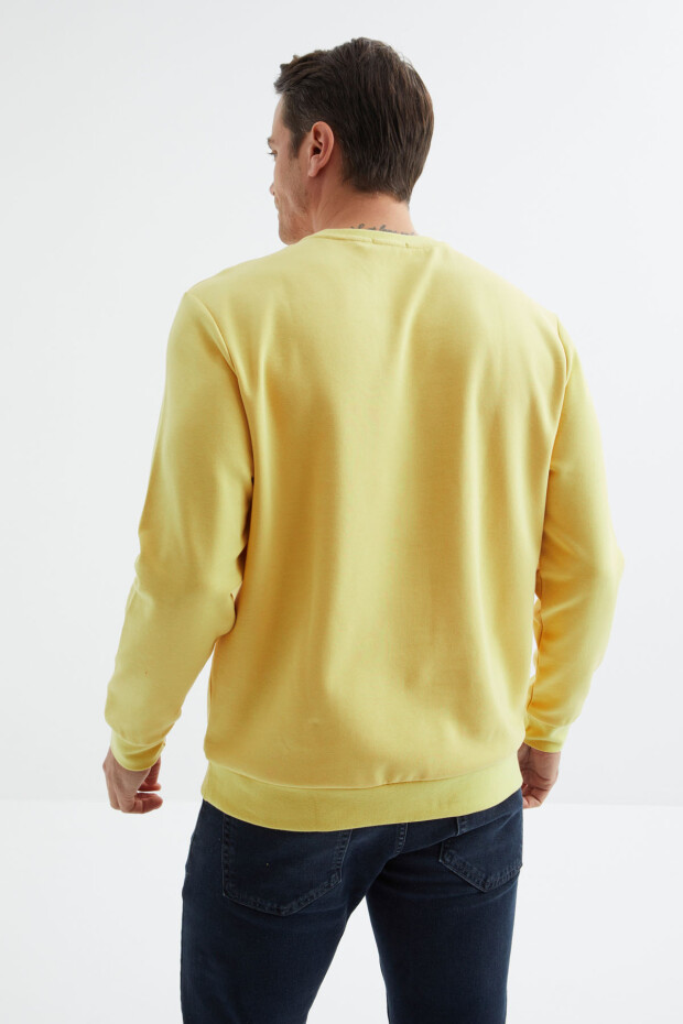 Sarı Basic O Yaka Rahat Form Erkek Sweatshirt - 88053