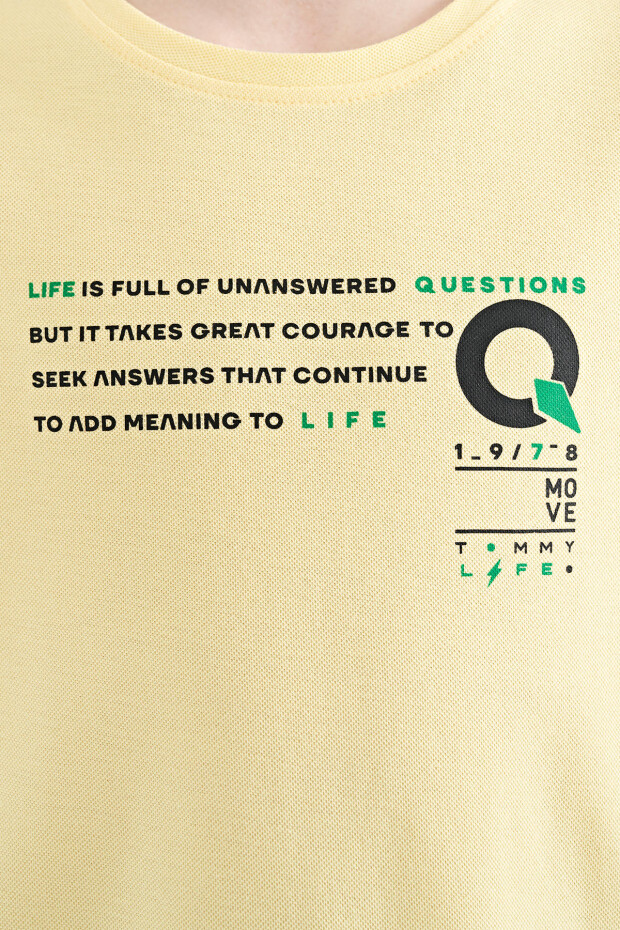 Sarı Baskı Detaylı O Yaka Standart Kalıp Erkek Çocuk T-Shirt - 11145 - 3