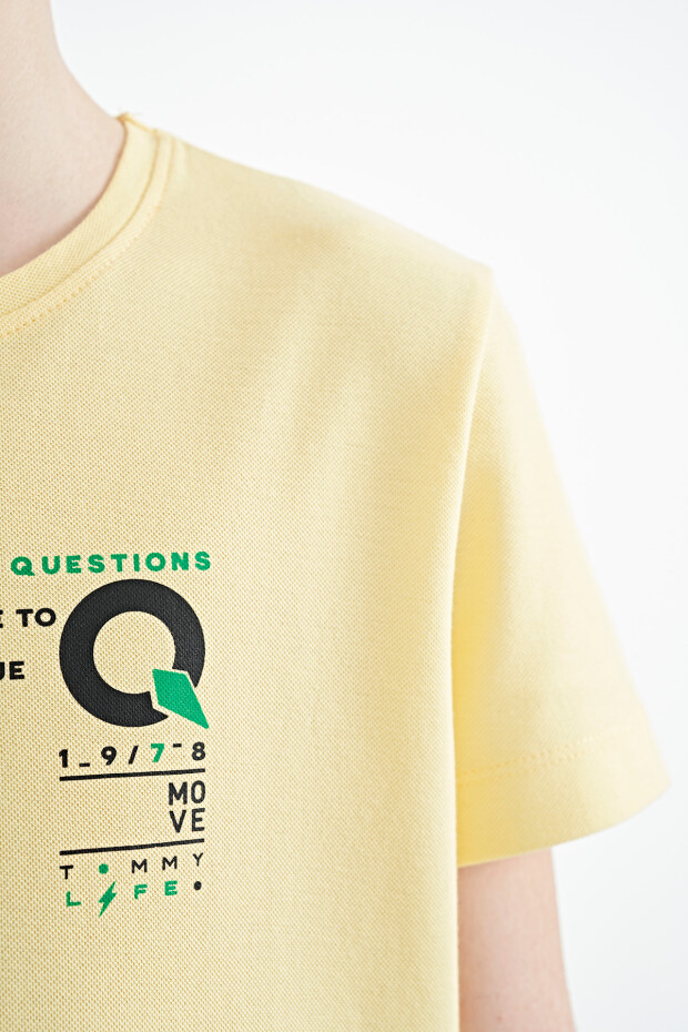 Sarı Baskı Detaylı O Yaka Standart Kalıp Erkek Çocuk T-Shirt - 11145 - 5