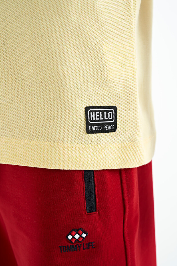 Sarı Baskı Detaylı O Yaka Standart Kalıp Erkek Çocuk T-Shirt - 11145 - 7