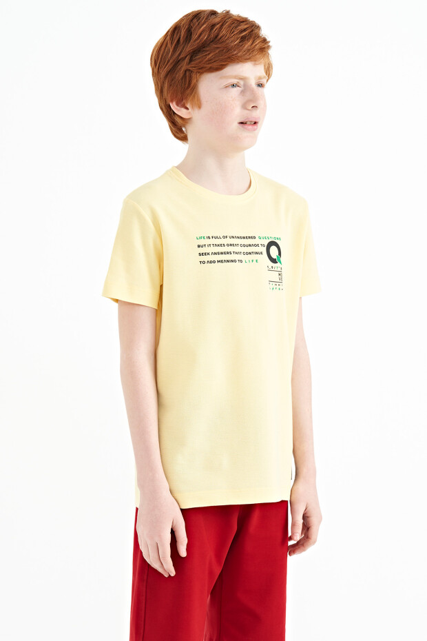 Sarı Baskı Detaylı O Yaka Standart Kalıp Erkek Çocuk T-Shirt - 11145