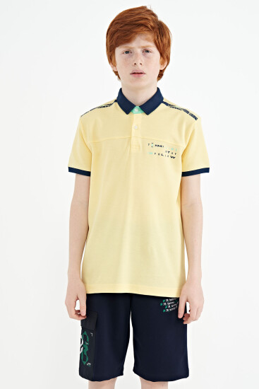 Sarı Baskı Detaylı Standart Kalıp Polo Yaka Erkek Çocuk T-Shirt - 11140 
