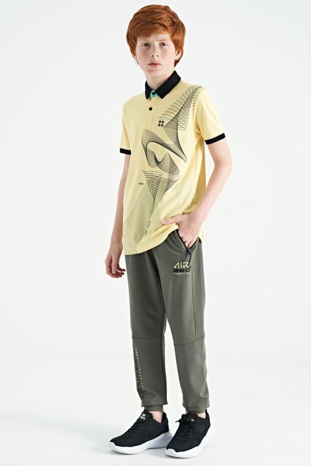 Sarı Baskı Detaylı Standart Kalıp Polo Yaka Erkek Çocuk T-Shirt - 11164