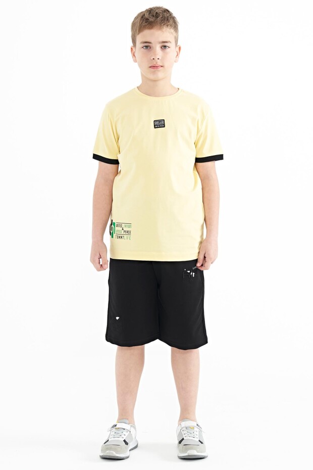Sarı Baskılı Standart Kalıp O Yaka Erkek Çocuk T-Shirt - 11097
