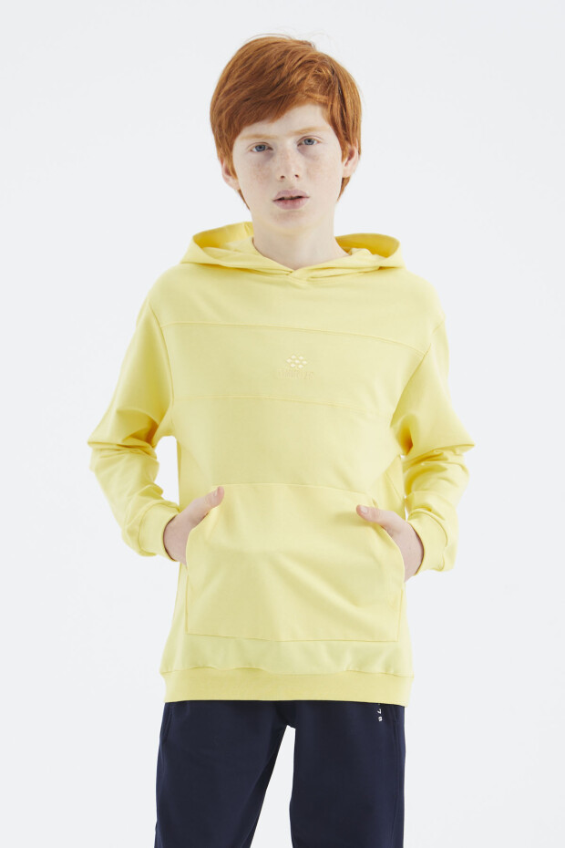 Sarı Kapüşonlu Basic Erkek Çocuk Sweatshirt - 11181