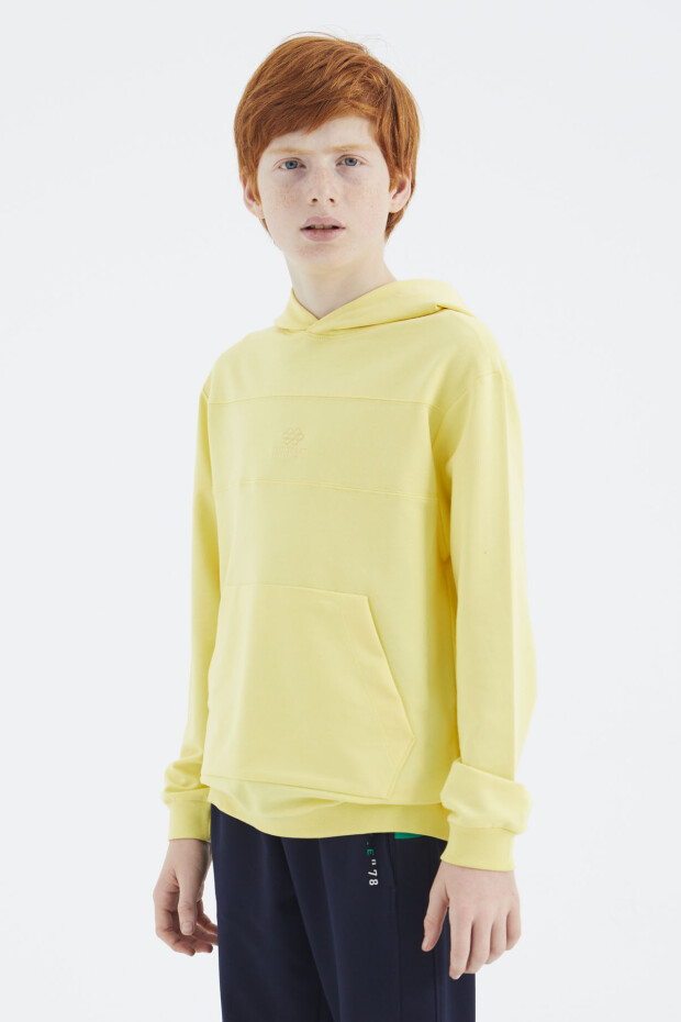 Sarı Kapüşonlu Basic Erkek Çocuk Sweatshirt - 11181