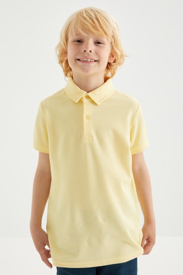 Sarı Klasik Kısa Kollu Polo Yaka Erkek Çocuk T-Shirt - 10962 