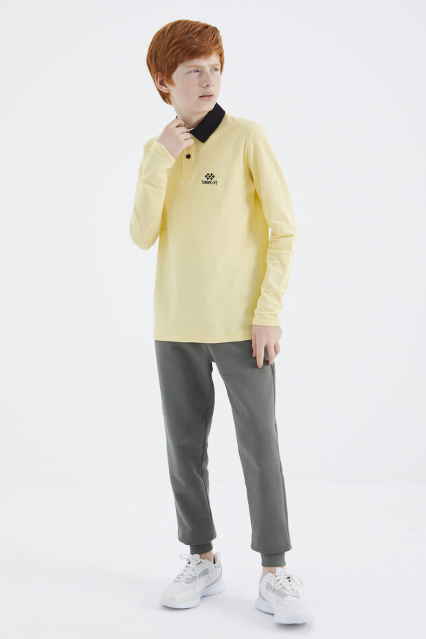 Sarı Polo Yaka Basic Erkek Çocuk T-Shirt - 11171 - 3
