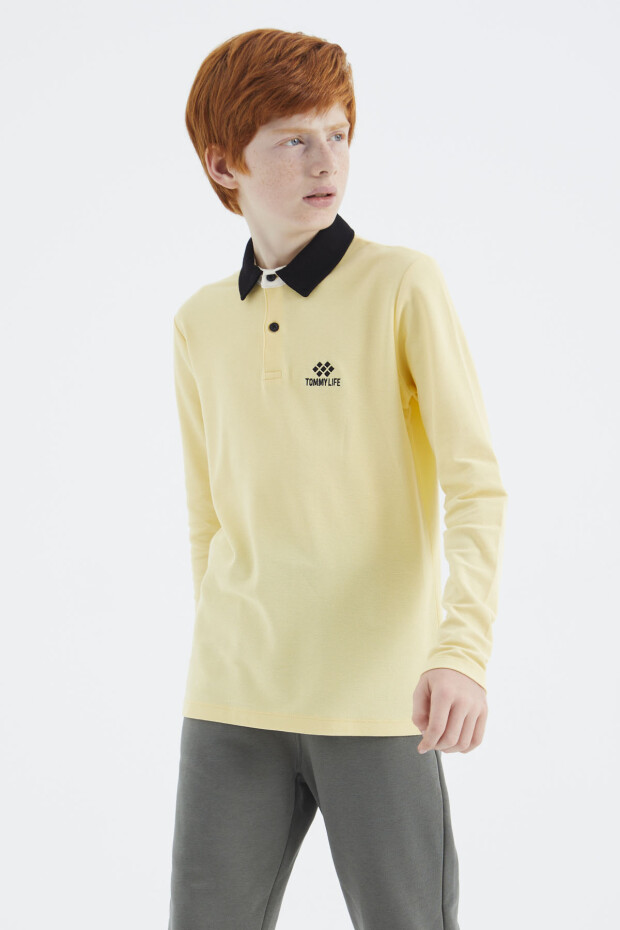 Sarı Polo Yaka Basic Erkek Çocuk T-Shirt - 11171 - 4