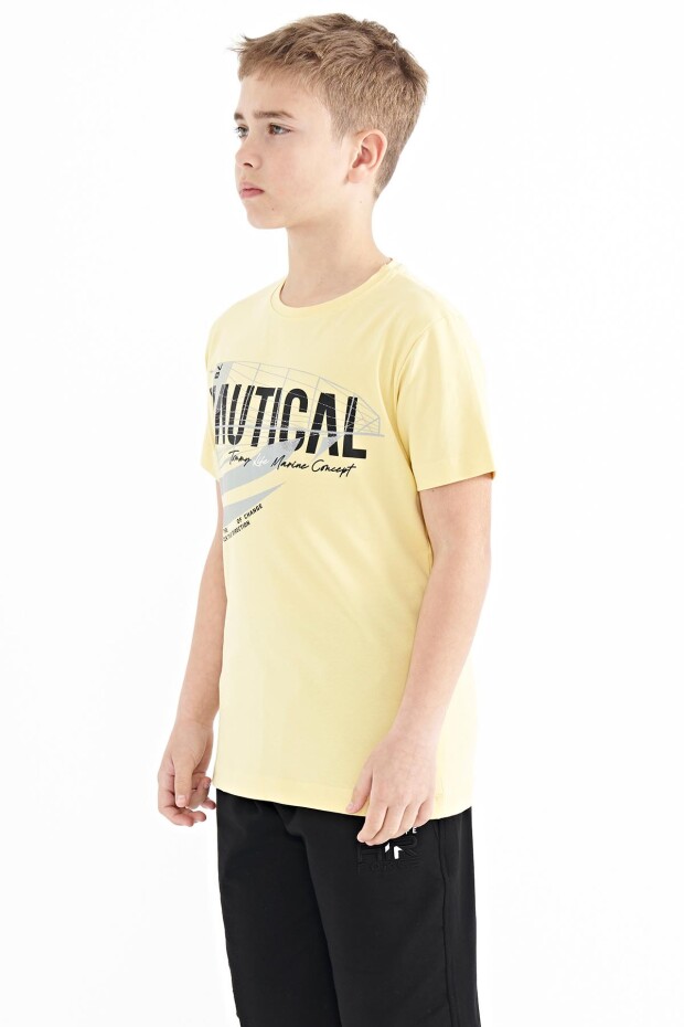 Sarı Yazı Baskılı O Yaka Standart Kalıp Erkek Çocuk T-Shirt - 11100