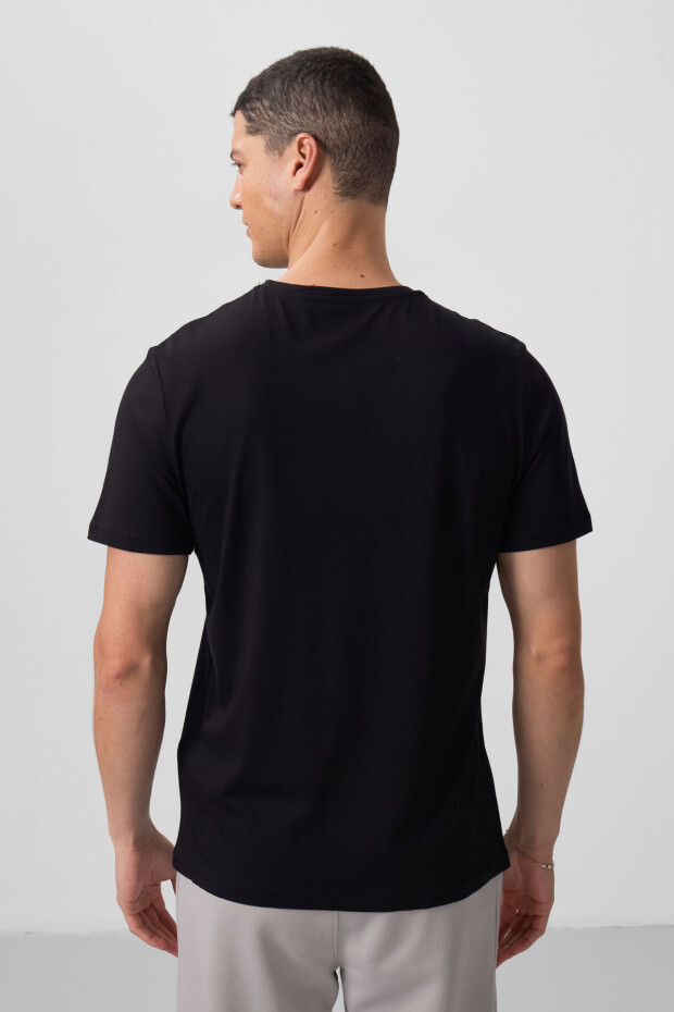 Siyah Erkek Basic Kısa Kol Standart Kalıp O Yaka T-shirt - 87911 - 6