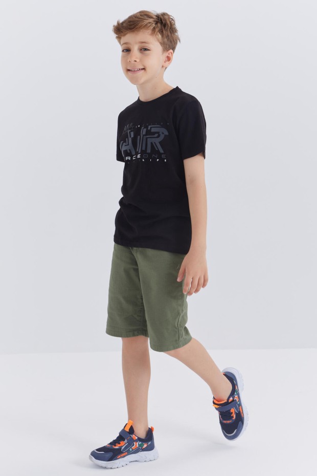 Siyah Air Baskılı O Yaka Kısa Kol Erkek Çocuk T-Shirt - 10852