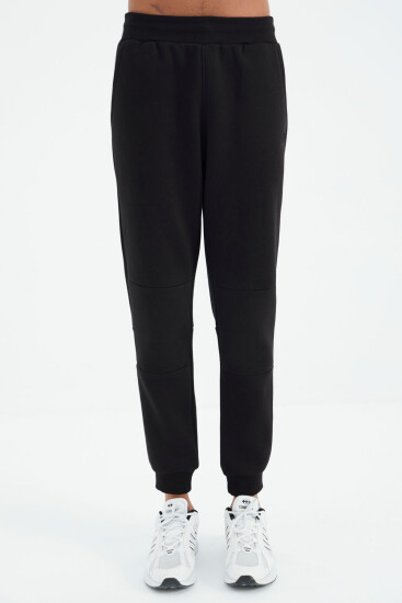 Siyah Bağcıklı Şerit Detaylı Rahat Kalıp Erkek Eşofman Alt - 82106 - TOMMYLIFE (1)