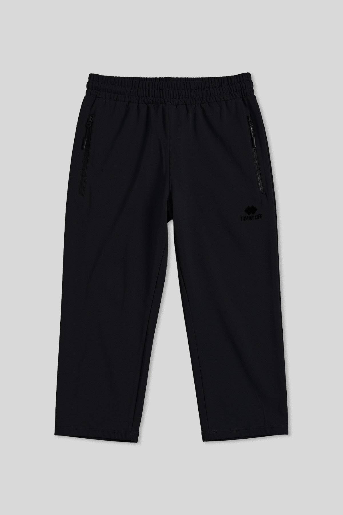 Siyah Bağcıklı Standart Kalıp Fermuar Cepli Aktif Spor Erkek Kapri - 83096 - TOMMYLIFE