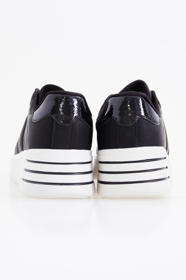 Siyah Bağcıklı Yüksek Taban Günlük Kadın Spor Ayakkabı - 89071 - Thumbnail