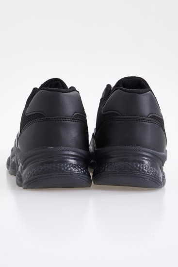 Siyah Bağcıklı Yüksek Taban Günlük Kadın Spor Ayakkabı - 89072 - Thumbnail