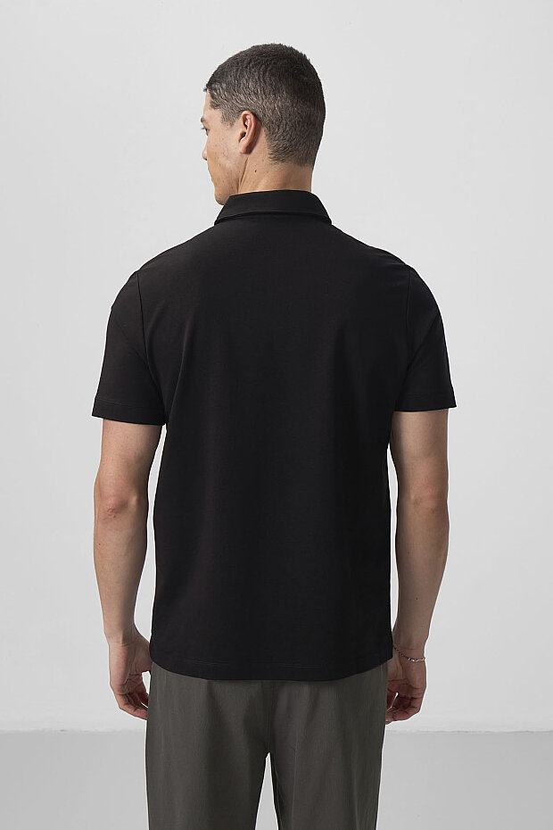 Siyah Standart Kalıp Basic Polo Yaka Erkek T-Shirt - 87768 - 6