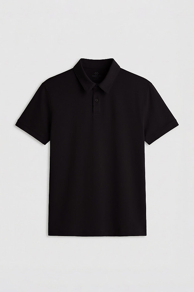 Siyah Standart Kalıp Basic Polo Yaka Erkek T-Shirt - 87768 - 1