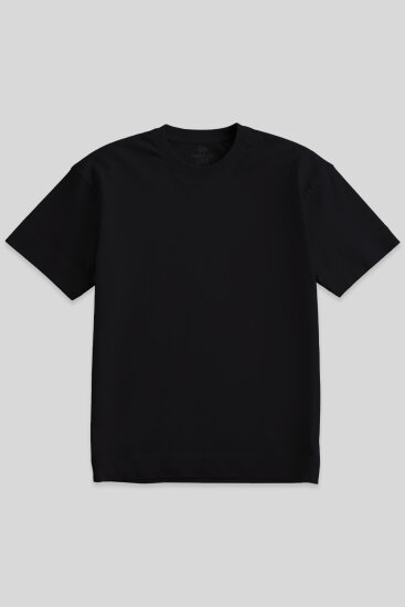 Siyah Basic Kısa Kol O Yaka Büyük Beden Erkek T-Shirt - 88072 