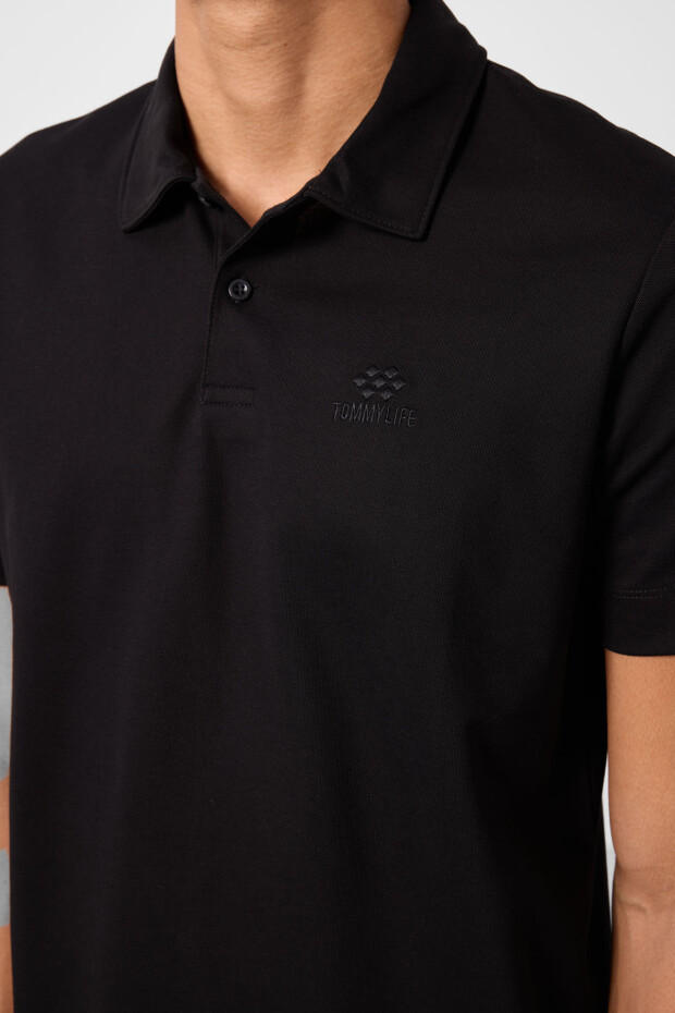 Siyah Standart Kalıp Basic Polo Yaka Erkek T-Shirt - 87748 - 3