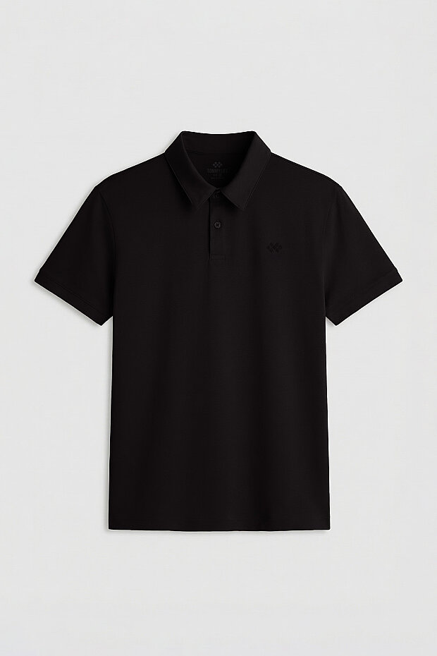 Siyah Standart Kalıp Basic Polo Yaka Erkek T-Shirt - 87748 - 1